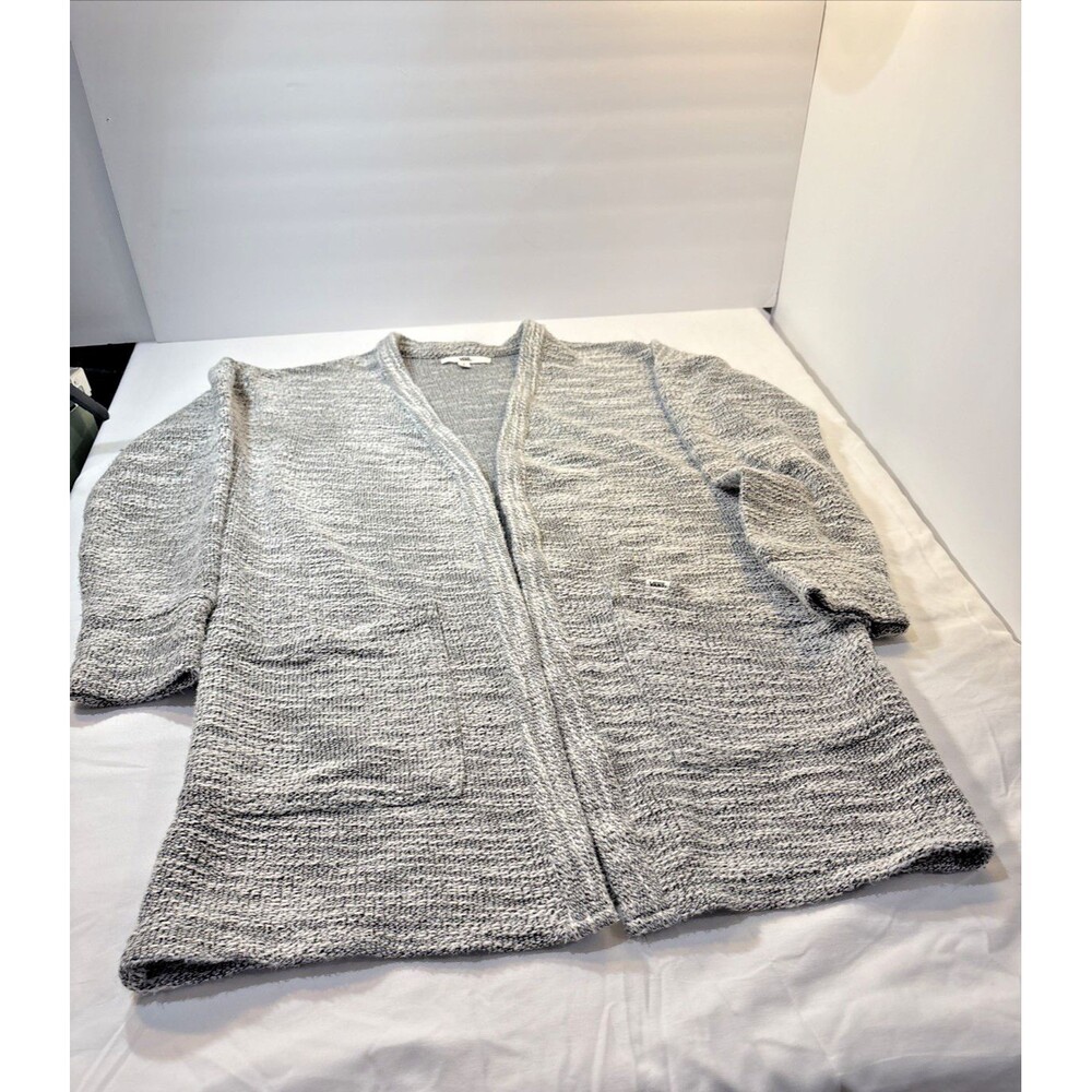 Vans Small Gray Marled Knit Shawl Collar Cardigan Sweater Front Pockets Cozy